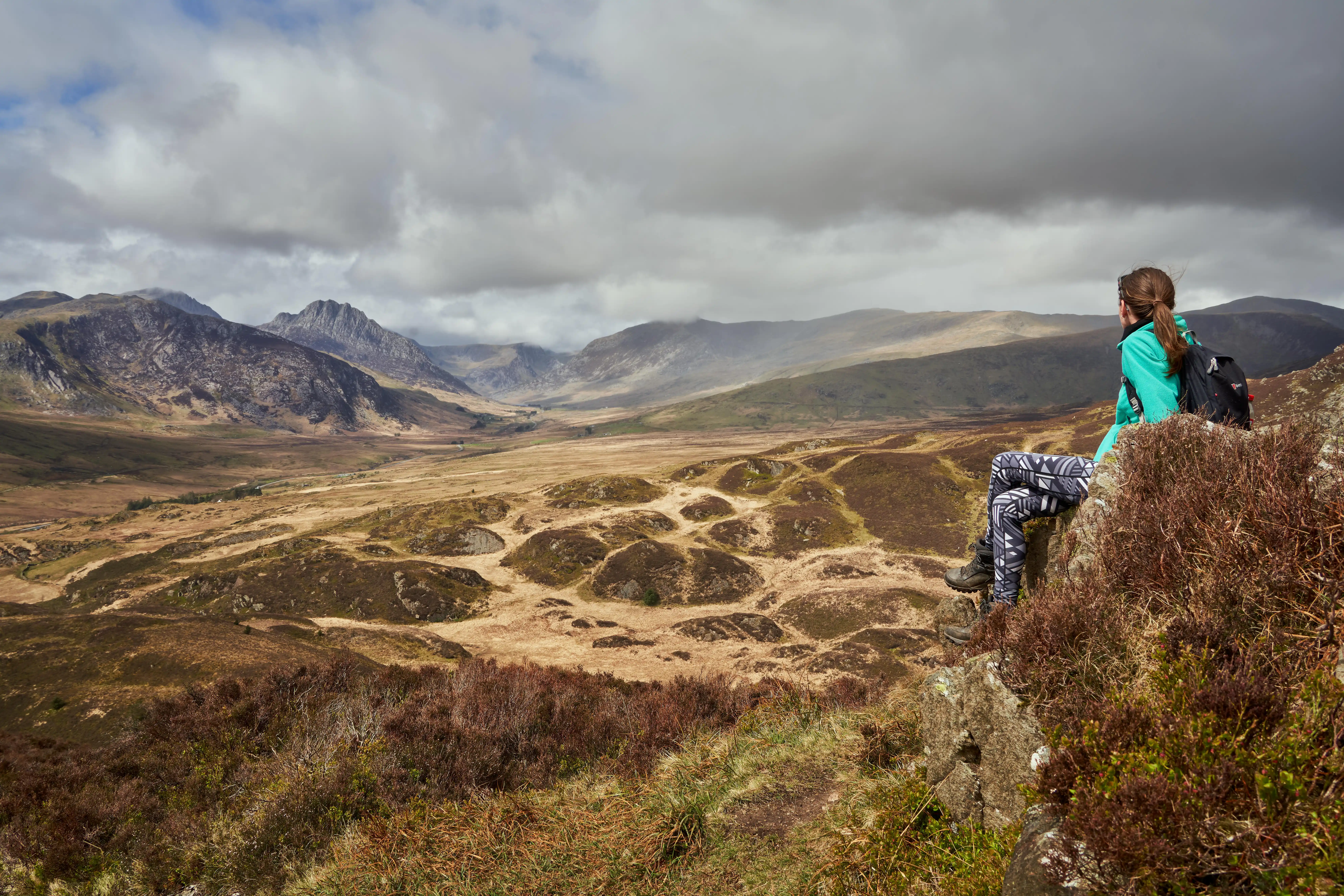 The view from Crimpiau mountain looking towards Snowdon